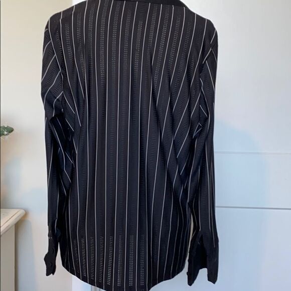 Lane Bryant Collared Zip-Up Chevron Long Sleeve Layering Blouse Black 14/16 EUC - Picture 6 of 15